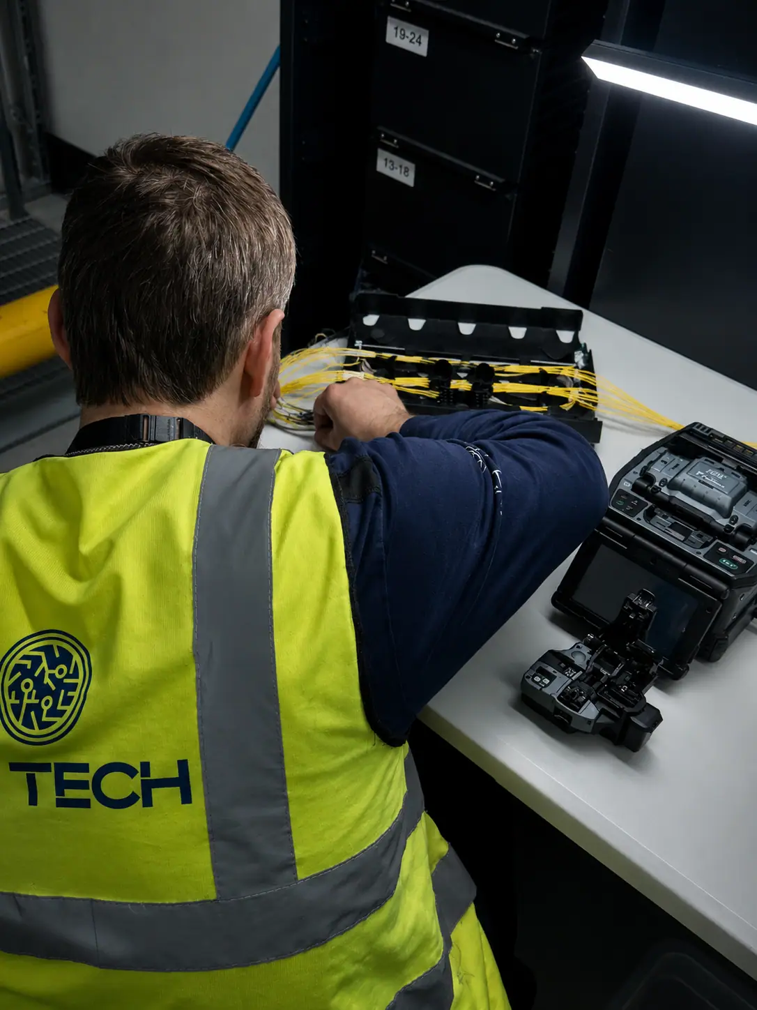 Fibre and ethernet installation — routing, splicing and termination